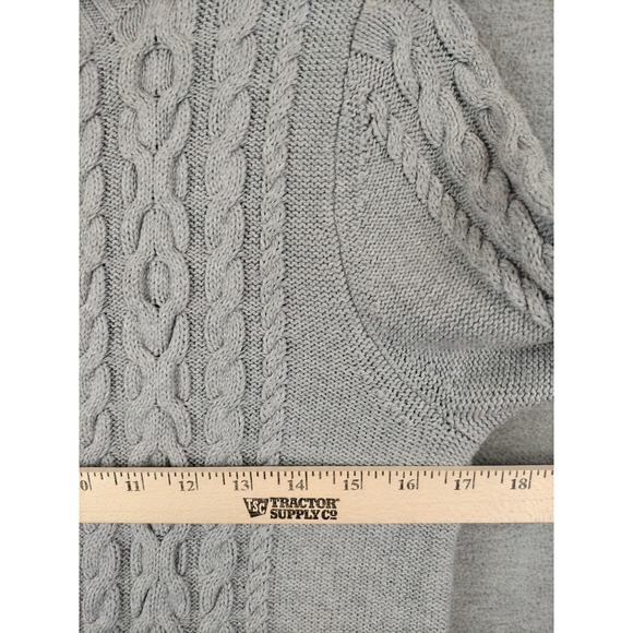 LL Bean Womens Sweater Medium Gray Long Sleeve Cable Knit Long Sleeve Cottage - Picture 4 of 9